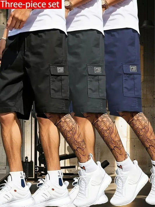 Men's Cotton Casual Cargo Shorts – Pack of 3 | Slim Fit, Multicolor